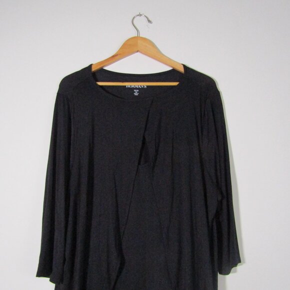 Roaman's Layered Shift Dress 1X Black Casual Classic Lagenlook Stretchy NWT - Picture 4 of 12